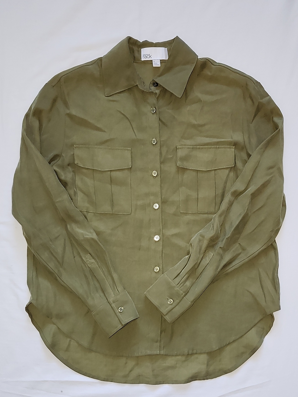 Nordstrom Rack Olive Green Double Pocket Utility Shirt S